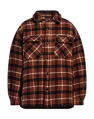 LANEUS Checked shirt Black 100% Virgin Wool