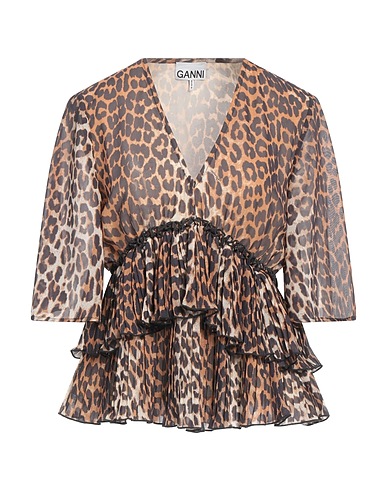 GANNI Top Dark brown 100% Polyester
