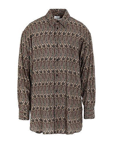 ETRO Patterned shirt Military green 92% Viscose, 8% Wool