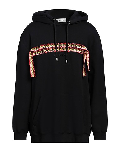 LANVIN Hooded sweatshirt Black 100% Cotton, Elastane