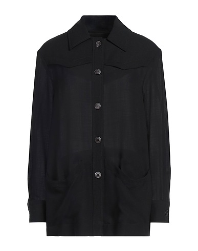 FERRAGAMO Solid color shirts & blouses Black 85% Virgin Wool, 15% Polyamide, Cotton, Lambskin