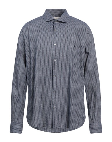 BROOKSFIELD Patterned shirt Midnight blue 100% Cotton