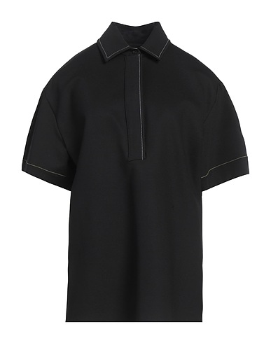 VICTORIA BECKHAM Polo shirt Black 67% Viscose, 28% Polyester, 5% Elastane, Recycled polyester