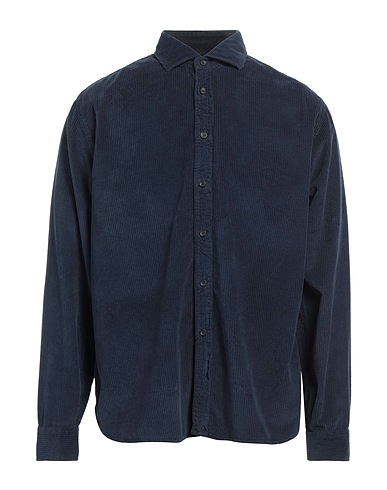 XACUS Solid colour shirt Navy blue 100% Cotton