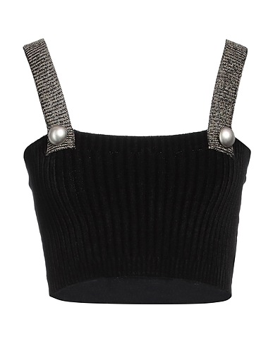 ELEONORA GOTTARDI Top Black 86% Viscose, 12% Polyamide, 2% Elastane