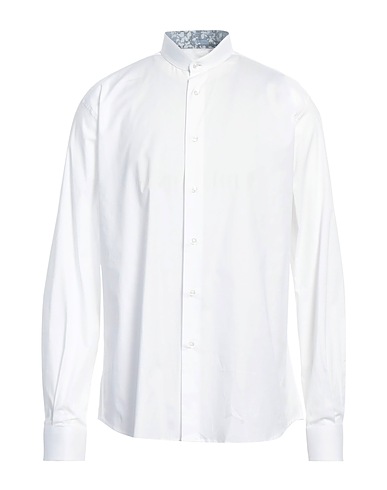 AVIGNON Solid colour shirt White 97% Cotton, 3% Elastane