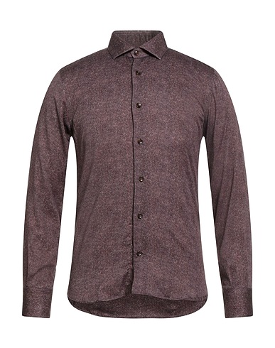 I SARTI Patterned shirt Dark brown 100% Cotton