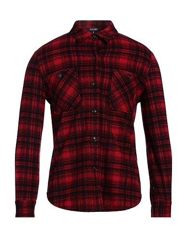WOOLRICH Checked shirt Red 67% Wool, 30% Polyester, 3% Elastane