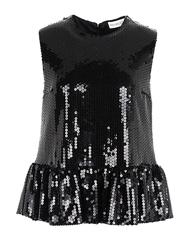 NINA RICCI Top Black 84% Polyester, 13% Polyamide, 2% Elastane, 1% Metallic Polyester, Silk