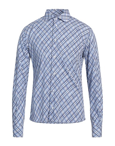 AVIGNON Kariertes Hemd Azurblau 100% Baumwolle