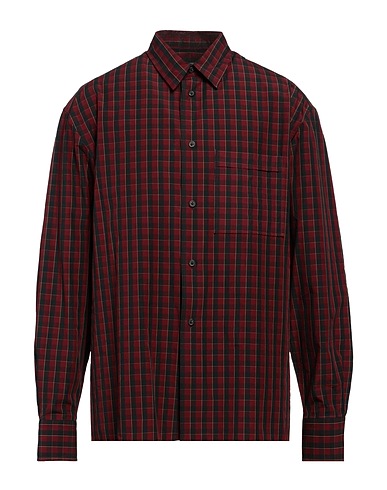 LANVIN Camisa de cuadros Burdeos 100% Algodón