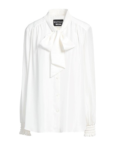 BOUTIQUE MOSCHINO Solid colour shirts & blouses White 74% Acetate, 26% Silk
