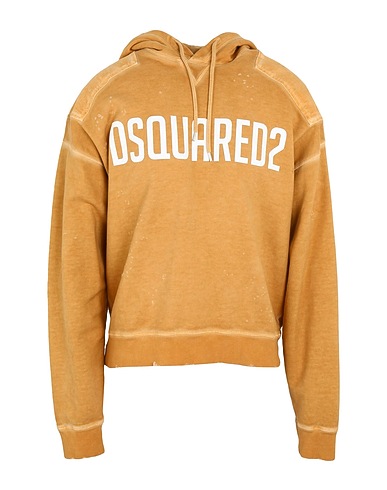 DSQUARED2 Hooded track jacket  Mustard 100% Cotton, Elastane