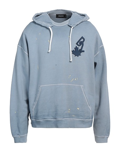 DSQUARED2 Hooded sweatshirt Light blue 100% Cotton, Elastane