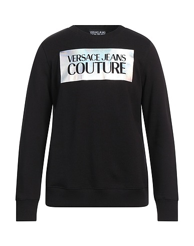 VERSACE JEANS COUTURE Felpa Nero 100% Cotone, Elastan
