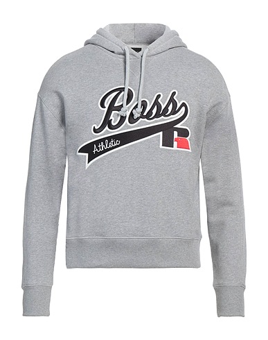 BOSS x RUSSELL ATHLETIC Hooded sweatshirt Light grey 83% Cotton, 17% Recycled polyester, Elastane