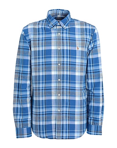 POLO RALPH LAUREN Checked shirt CUSTOM FIT PLAID OXFORD SHIRT
 Blue 100% Cotton