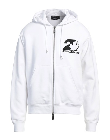 DSQUARED2 Hooded track jacket  White 100% Cotton, Elastane
