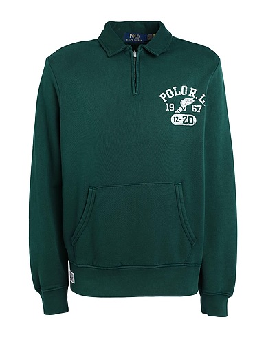 POLO RALPH LAUREN Sweatshirt GRAPHIC FLEECE QUARTER-ZIP SWEATSHIRT
 Dark green 84% Cotton, 16% Polyester