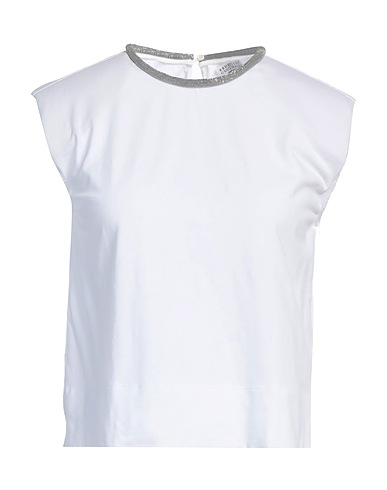 BRUNELLO CUCINELLI T-shirt White 93% Cotton, 7% Elastane, Acetate, Silk