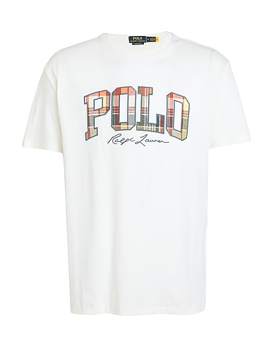 POLO RALPH LAUREN T-shirt CLASSIC FIT PLAID-LOGO JERSEY T-SHIRT
 Bianco 100% Cotone