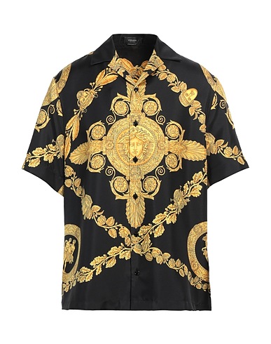 VERSACE Patterned shirt Black 100% Silk