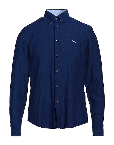 HARMONT & BLAINE Chemise de couleur unie Bleu marine 100% Lin
