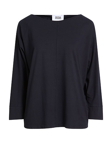 ALPHA STUDIO Basic T-shirt Midnight blue 98% Cotton, 2% Elastane