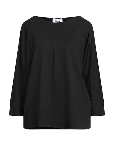 ALPHA STUDIO Basic T-Shirt Black 98% Cotton, 2% Elastane