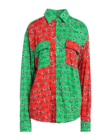ALESSANDRO ENRIQUEZ Patterned shirts & blouses Green 98% Cotton, 2% Elastane