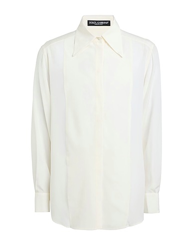 DOLCE&GABBANA Solid colour shirt Cream 100% Silk