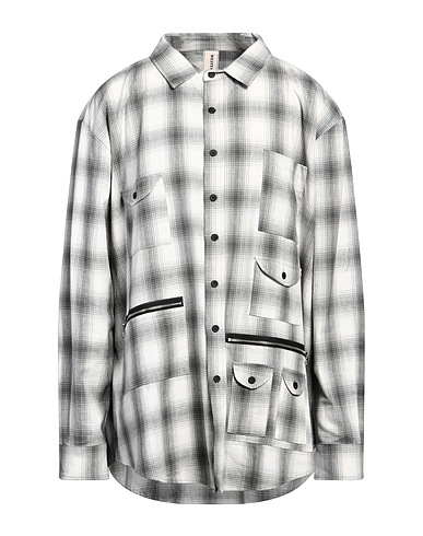 WESTFALL Checked shirt Light grey 56% Cotton, 30% Linen, 14% Wool