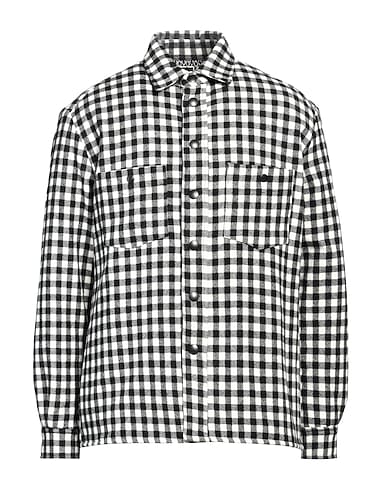 DESTIN Checked shirt Black 75% Wool, 25% Cashmere, Polyester