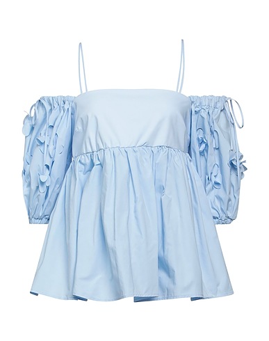 MEIMEIJ Off-the-shoulder top Sky blue 100% Cotton