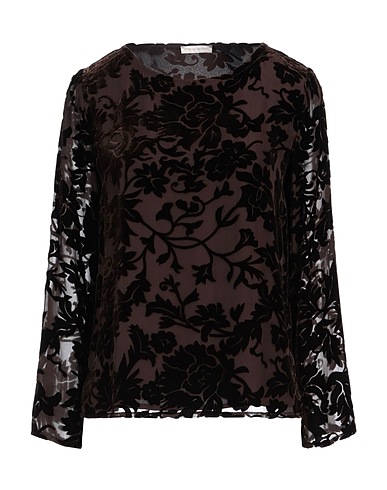 CRISTINA BONFANTI Top Dark brown 100% Polyester, Viscose, Silk