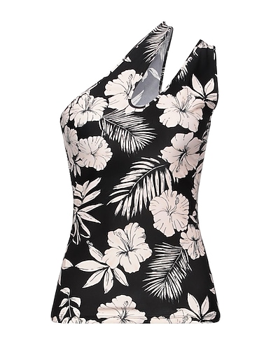 PINKO One-shoulder top Black 80% Polyamide, 20% Elastane