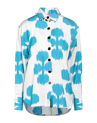 N_8 Camicie  e bluse fantasia Azzurro 50% Seta, 50% Cotone