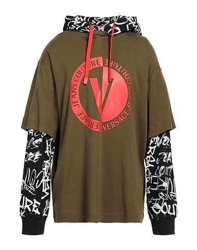 VERSACE JEANS COUTURE Hoodie Militärgrün 100% Baumwolle, Elastan