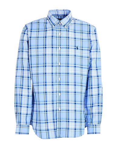 POLO RALPH LAUREN Kariertes Hemd Hellblau 53% Polyester, 47% Nylon, Coolmax®