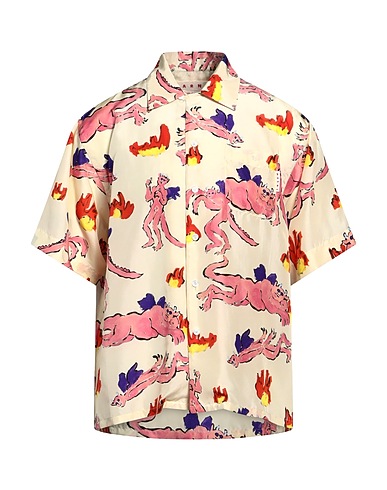 MARNI Patterned shirt Cream 100% Silk