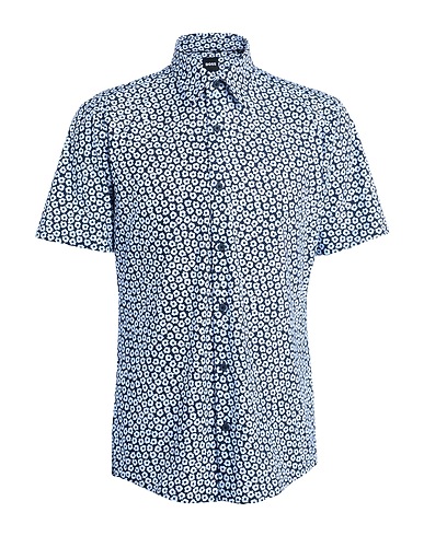 BOSS Patterned shirt Midnight blue 76% Polyamide, 24% Elastane