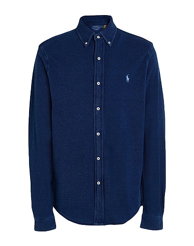 POLO RALPH LAUREN Camicia tinta unita INDIGO-DYED MESH KNIT SHIRT
 Blu navy 100% Cotone