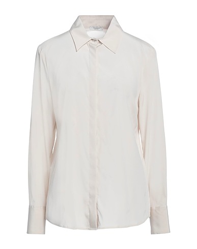 PESERICO Solid colour shirts & blouses Cream 94% Silk, 6% Elastane
