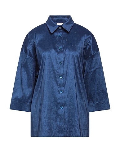ROSSOPURO Solid colour shirts & blouses Blue 64% Polyester, 33% Nylon, 3% Elastane