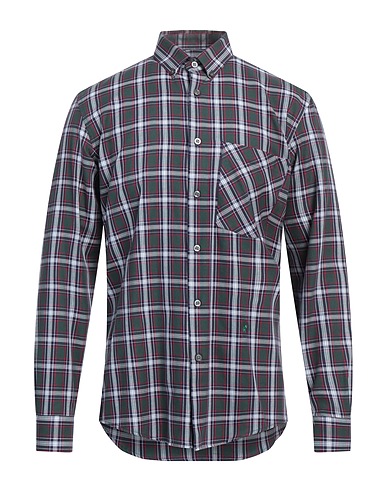 DANIELE ALESSANDRINI HOMME Checked shirt Dark green 100% Cotton