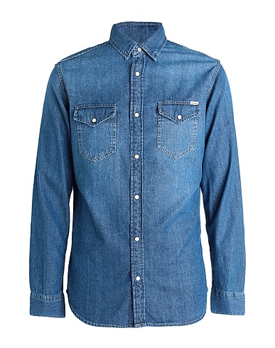 JACK & JONES Denim shirt Blue 100% Cotton