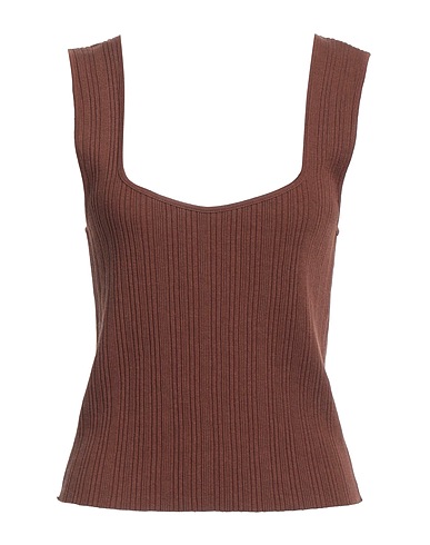 VINCE. Top Marrone 46% Cotone, 30% Viscosa, 22% Poliestere, 2% Elastan