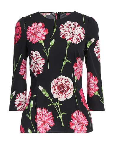 DOLCE&GABBANA トップス ブラック シルク 92% / ポリウレタン 8%