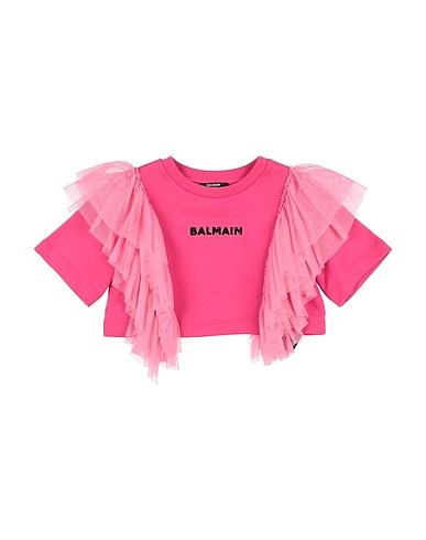 BALMAIN 티셔츠 푸크시아 핑크 100% 코튼, 폴리에스테르, 엘라스테인