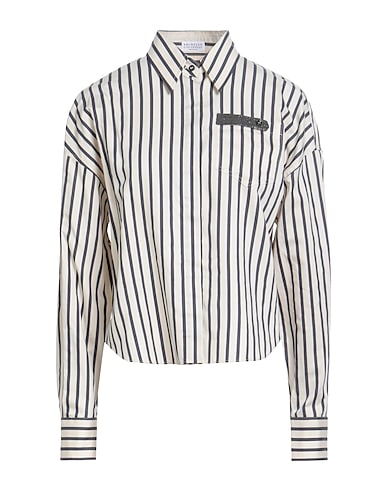 BRUNELLO CUCINELLI Striped shirt 83% Cotton, 17% Silk, Brass